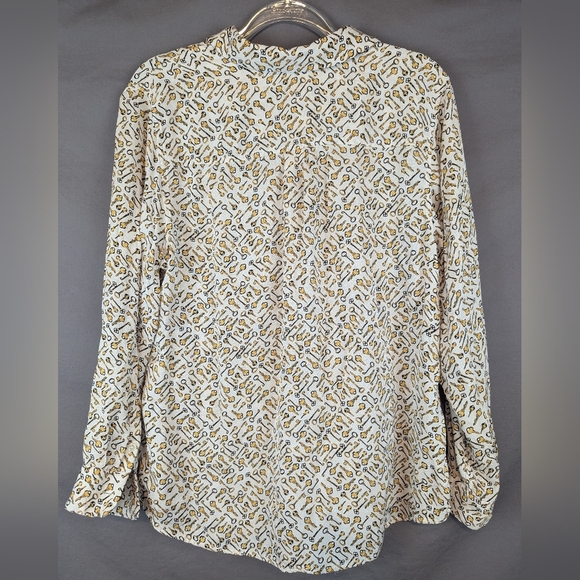 Chico's Size 3 (Typical XL) Button Down Blouse With Key Design/Pattern Viscose - Picture 2 of 10